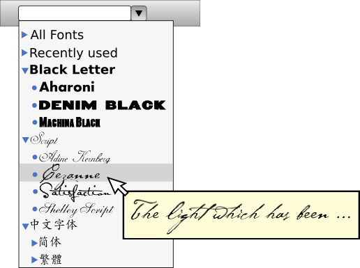 Extended font preview