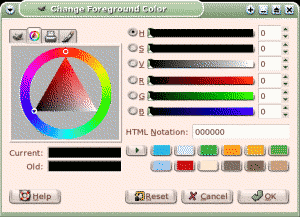 Gimp color selection dialog