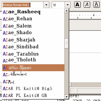 Font selection in OpenOffice.org on Linux
