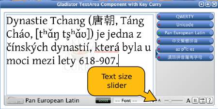 Key Curry has a slider to adjust text size quickly